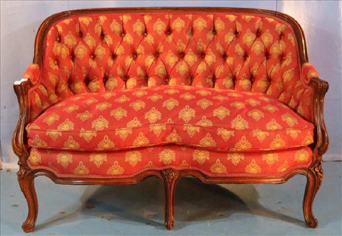 Walnut French love seat with goose down cushion (1 of 3)