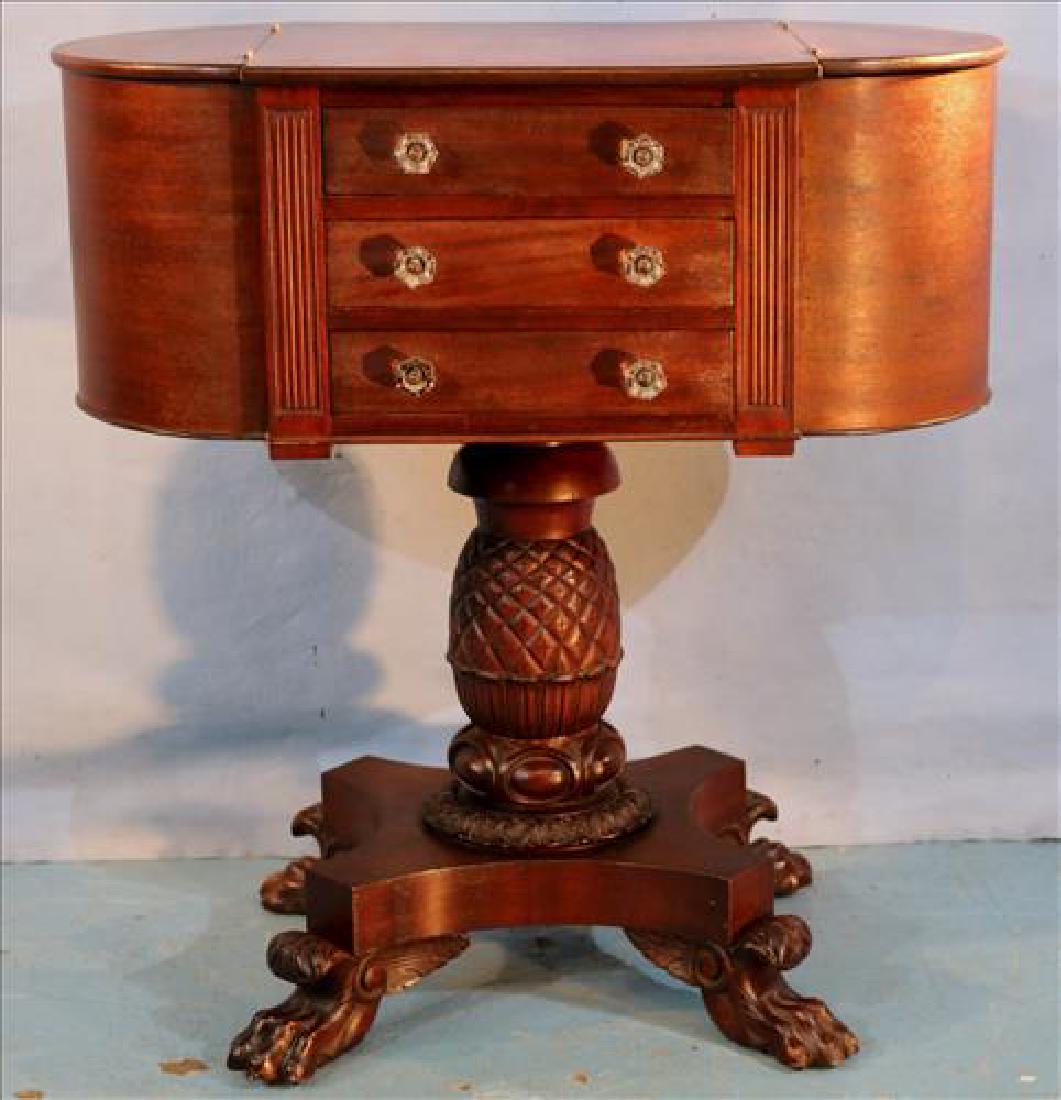 Mahogany Empire sewing stand with carved base (1 of 3)