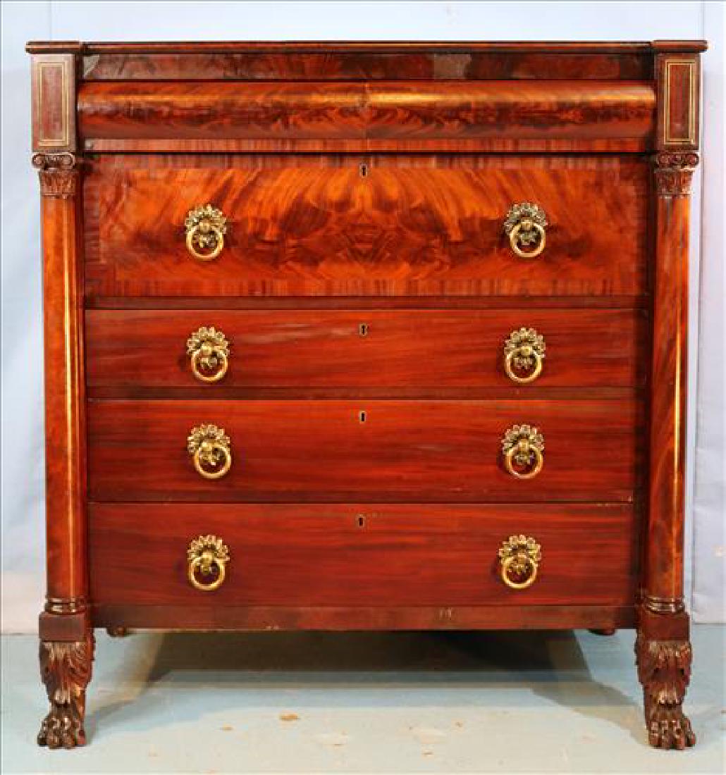 Mahogany Empire 6 drawer chest with banding (1 of 4)