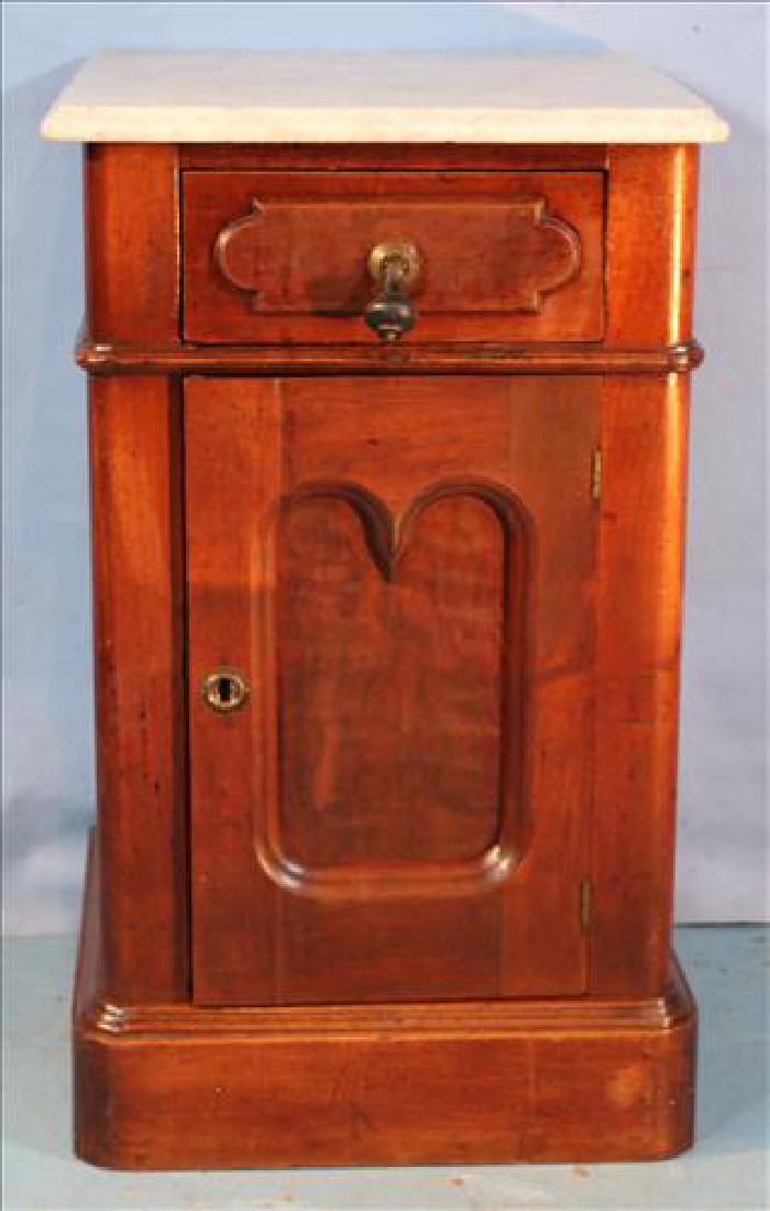 Walnut Victorian half commode with white M/T (1 of 3)