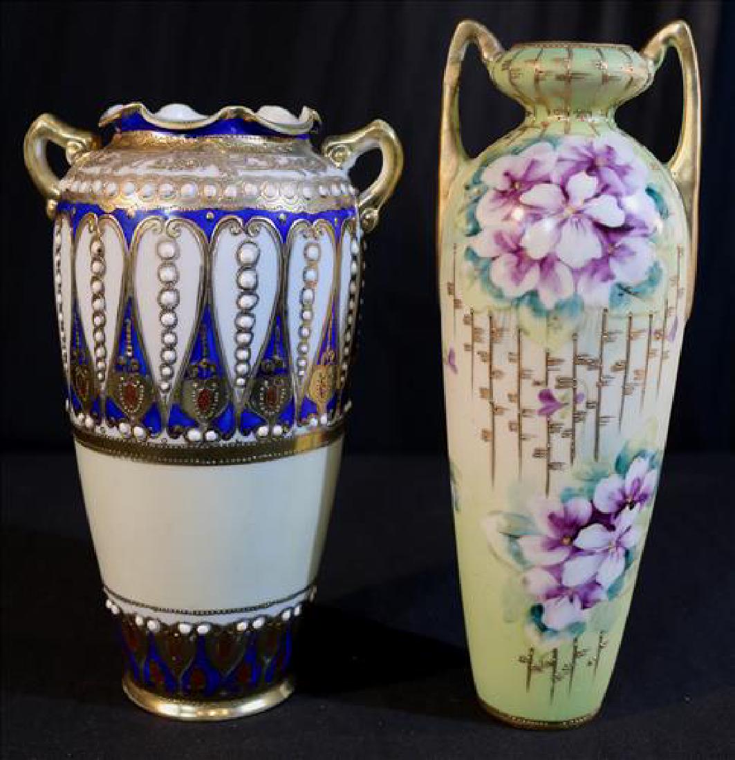 2 H.P. Nippon vases with good paint, 10 in. T. (1 of 3)