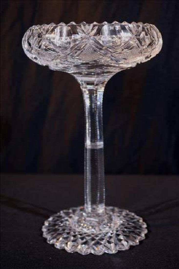 Small cut glass compote, 9 in. T, 6 in. Dia. (1 of 3)