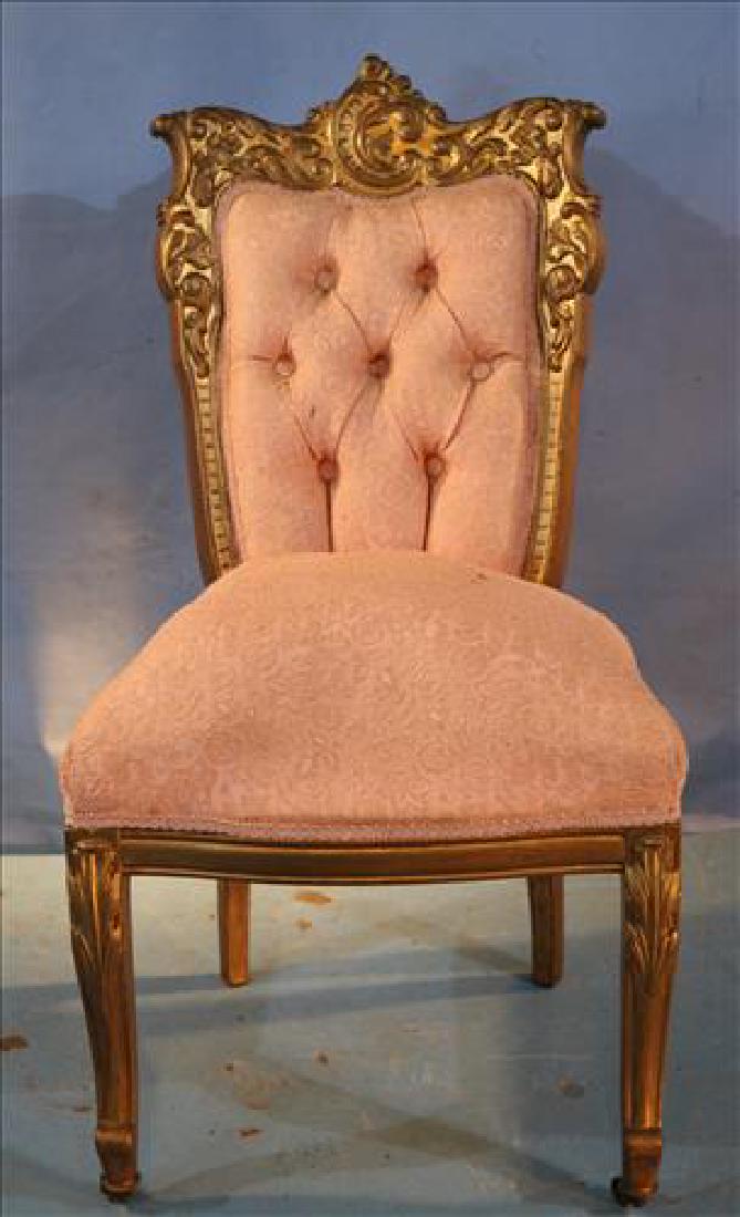 Gold gilded French side chair with pink upholstery (1 of 3)