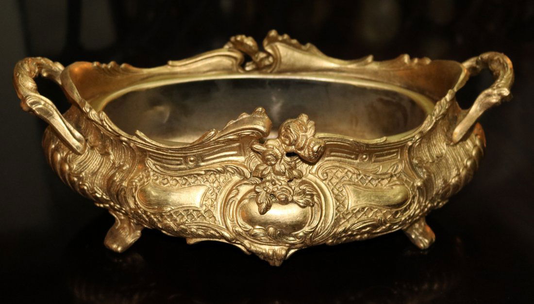 Ornate 19th Century gilt bronze French planter (1 of 2)