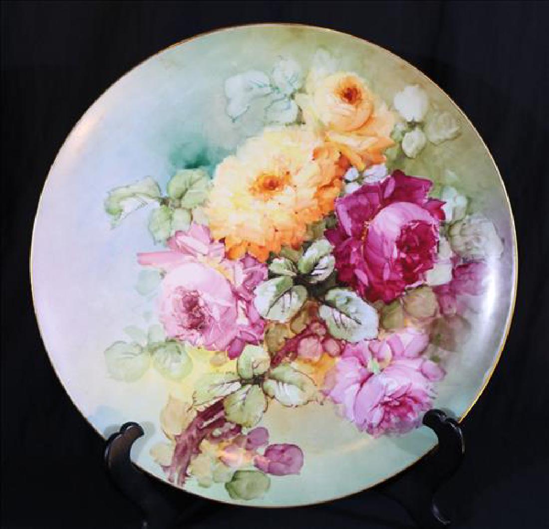 Large hand painted Limoges charger, 16 in. R. (1 of 4)