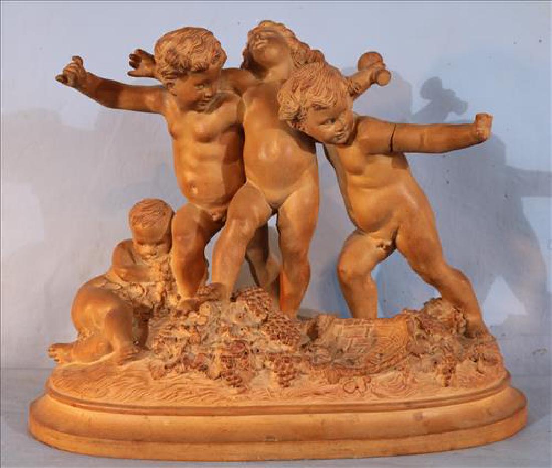 Early terra cotta statue of 4 cherubs, 18 in. T. (1 of 4)