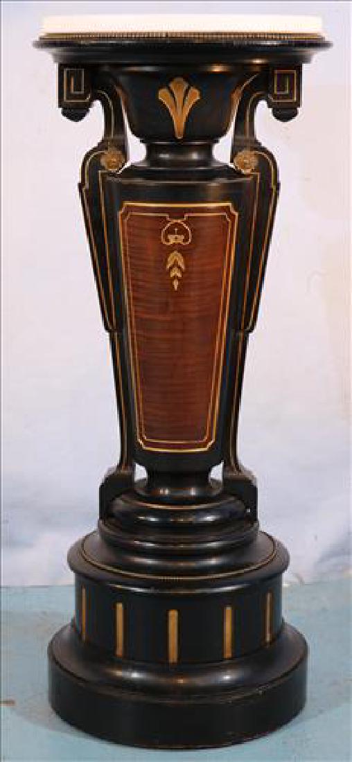 High end Victorian ebonized pedestal w white marble (1 of 5)