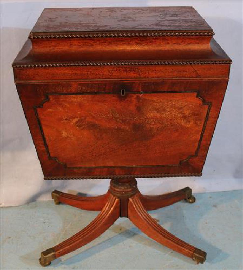 Period walnut English cellaret with brass handles: Period walnut English cellaret with brass handles, needs some restoration, 27.5 in. T, 19 in. W, 13 in. D.