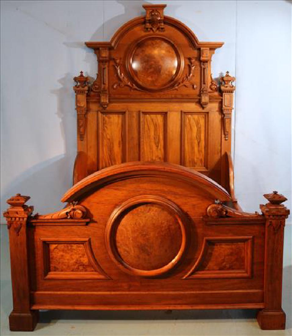 Large burl walnut renaissance bed attrib. to Brooks (1 of 8)