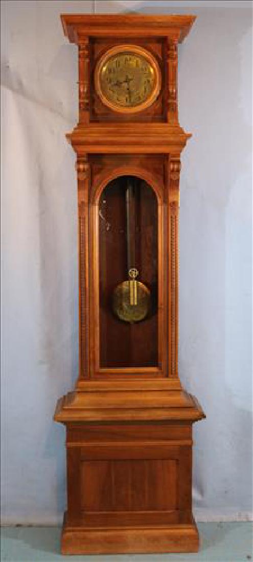 Walnut tall Victorian grandfather clock, 87 in. T. (1 of 6)