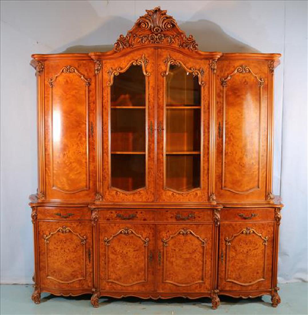 Contemporary French breakfront with carved crown (1 of 5)