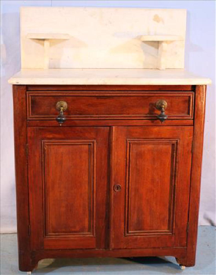 Walnut Victorian wash stand with white marble (1 of 4)