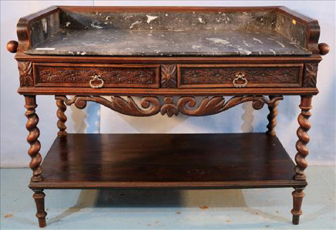 English oak wash stand with black marble (1 of 4)