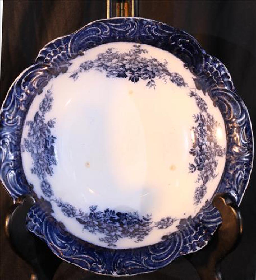 Flo blue veggie bowl by Wood and Sons, England: Flo blue veggie bowl by Wood and Sons, England in Victorian pattern, 3 in. T, 9 in. D.