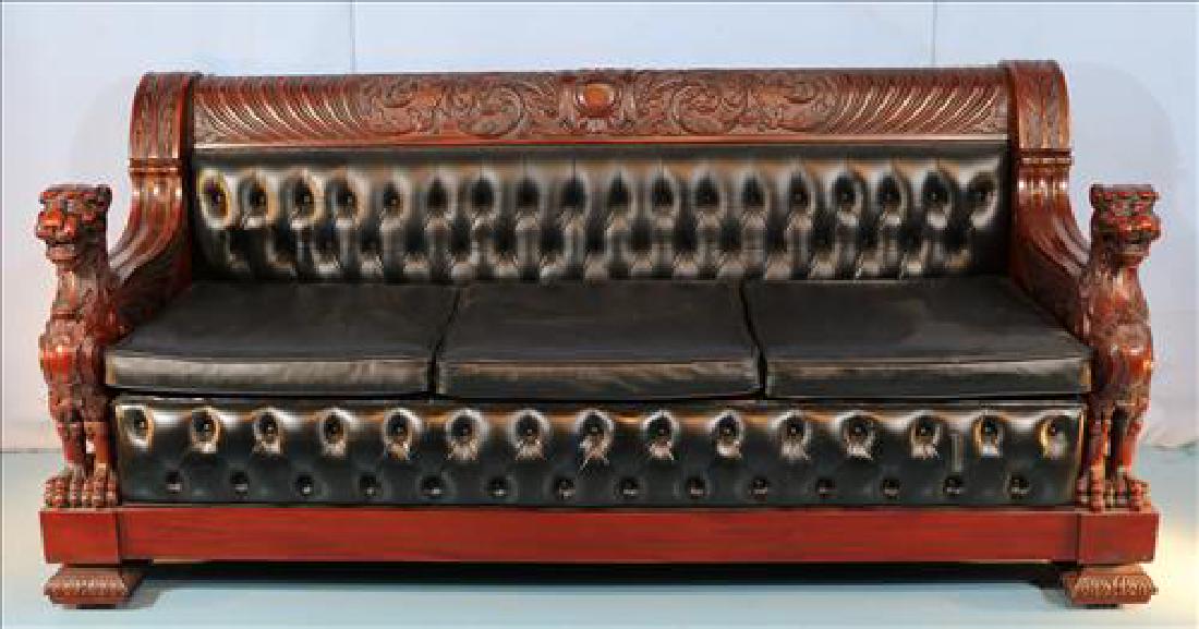Contemporary heavily carved sofa with lions (1 of 5)