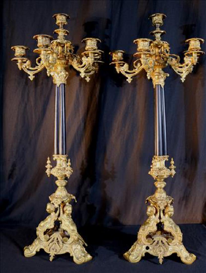Pair French Empire style candelabra with cupids (1 of 3)