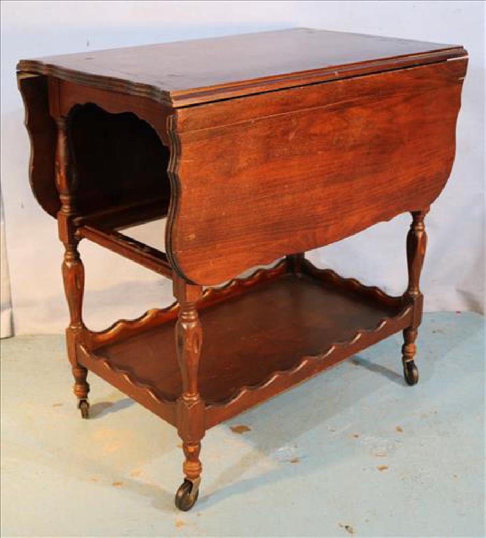 Mahogany tea cart with glass serving tray (1 of 2)