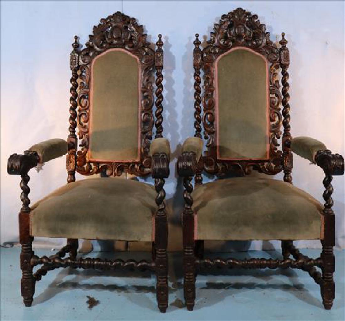 Pair A.Roux heavily carved fireside chairs (1 of 4)