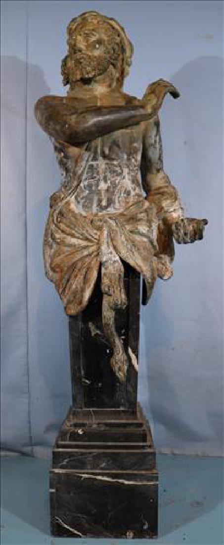 Bronze bust of Roman hunter on black marble pedestal (1 of 8)