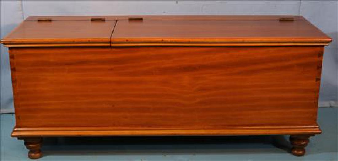 Primitive pine sugar and meal box with divider: Primitive pine sugar and meal box with divider, 22 in. T, 50 in. W, 16 in. D.