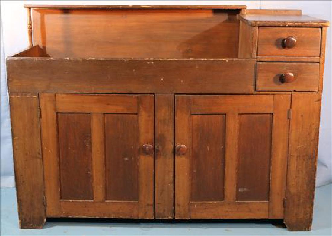 Primitive poplar dry sink, 40 in. T, 56 in. W, 20 in. (1 of 3)