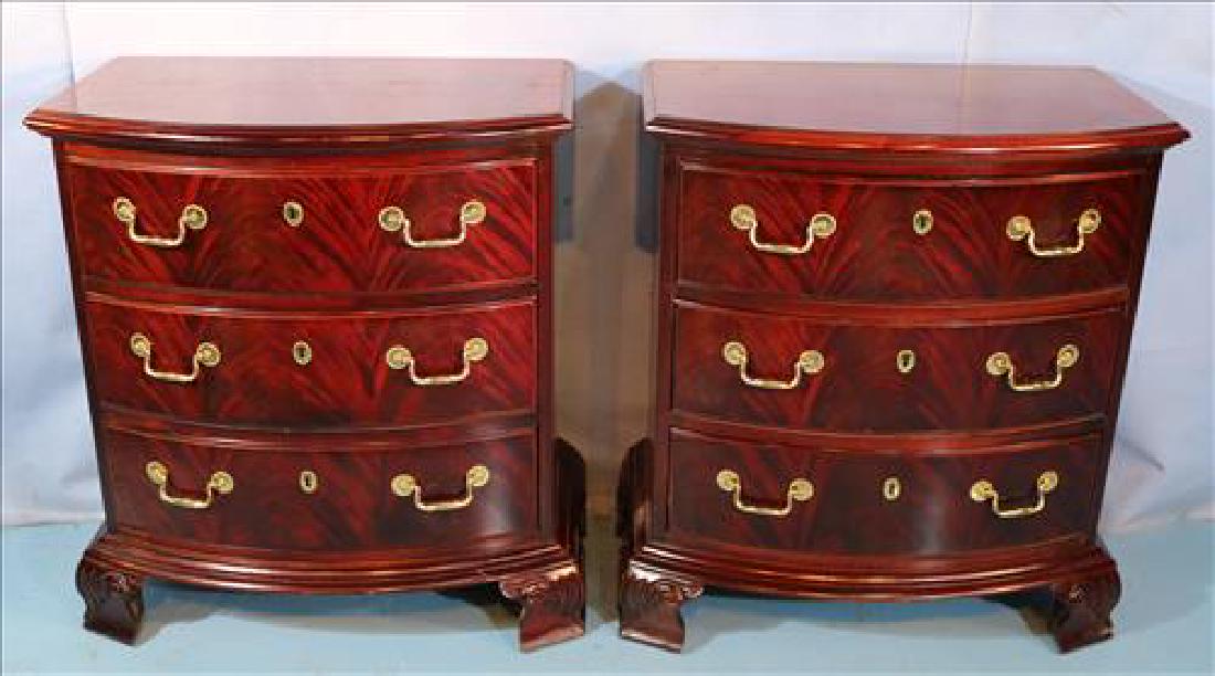 Pair mahogany contemporary night stands w brass pulls (1 of 3)