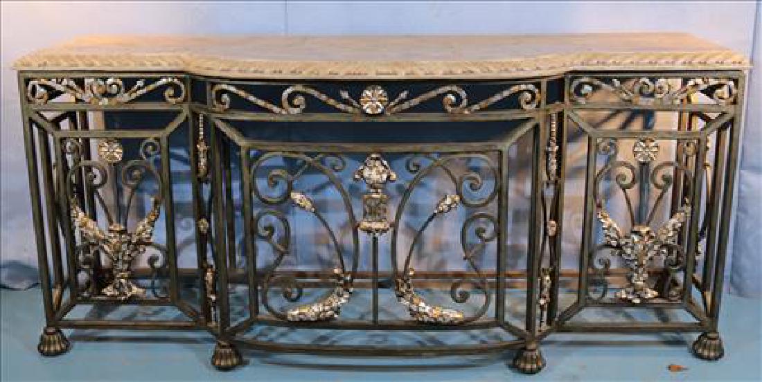 Long ornate wrought iron console table (1 of 3)