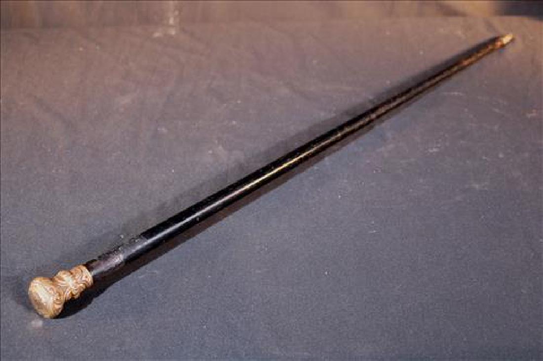 Walking cane with gold filled handle, 34 in. L. (1 of 3)