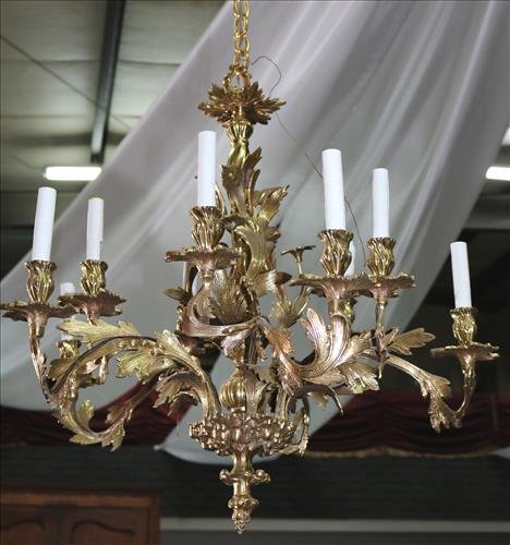 Brass French light fixture with 10 arms, 28 in. T, 25 (1 of 3)