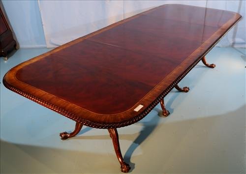 Contemporary banded Chippendale dining table (1 of 5)
