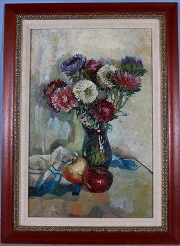 Oil on canvas of Russian still life, 32.5 x 24: Oil on canvas of Russian still life, 32.5 x 24
