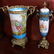 2 pieces, Sevres blue vase and capped urn with lid