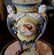 Early pair of capped urns with ladies head, 23 in. T. - 2