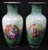 Pair of hand painted porcelain mantle vases, 15 in. T.