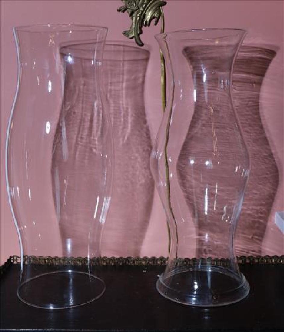 2 piece mismatched hurricane shades, 20 in. T.: 2 piece mismatched hurricane shades, 20 in. T.