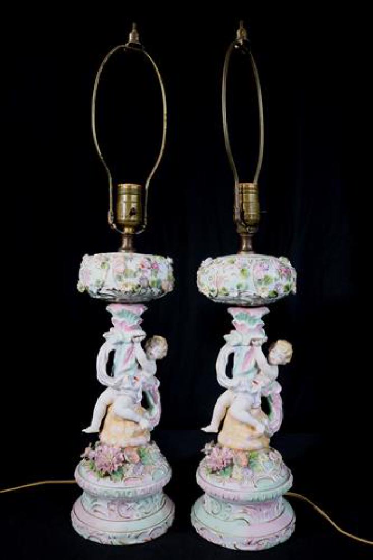 Pair of Dresden porcelain lamps with figural Jul 20, 2019 Stevens
