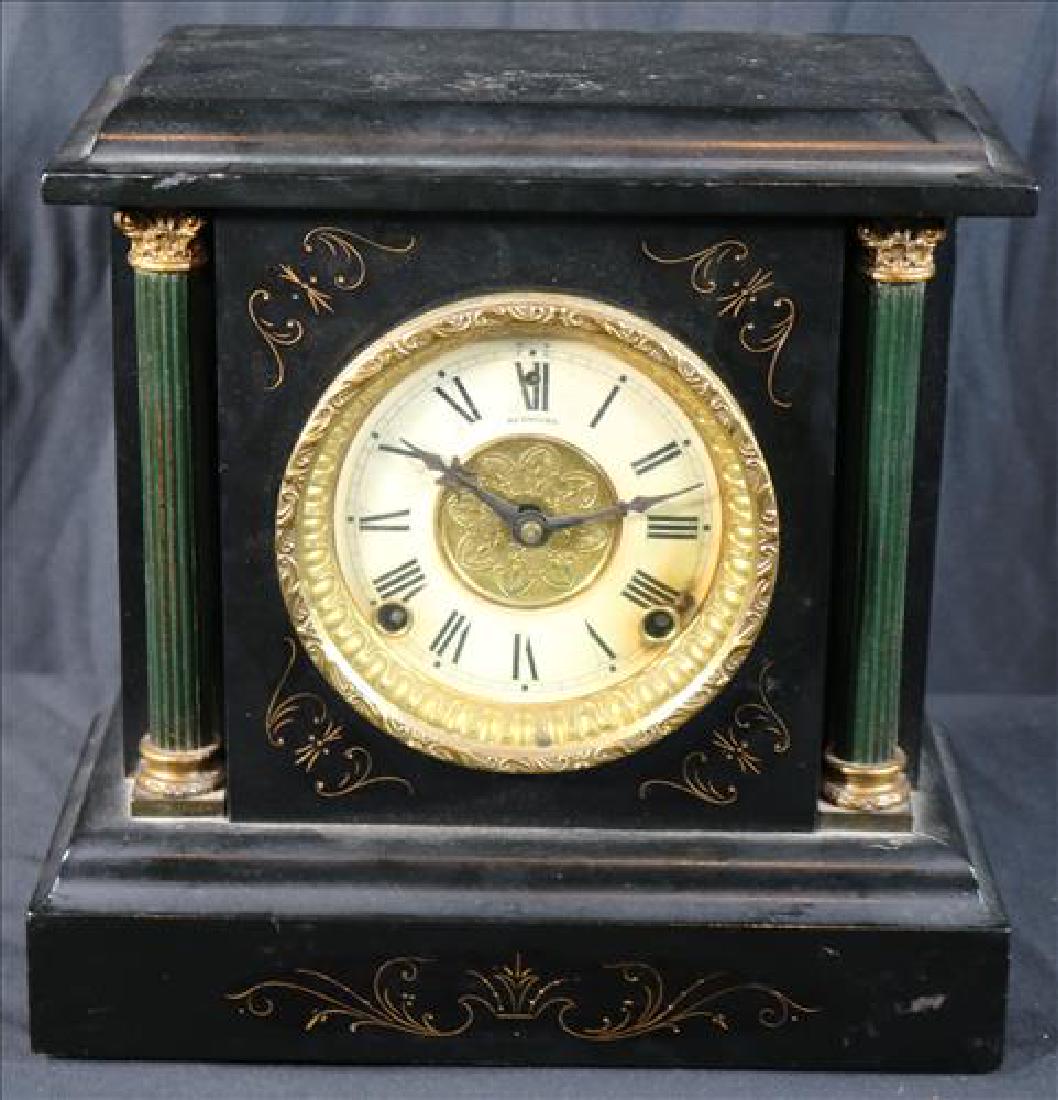 Black Sessions mantle clock, 12 in. T, 11 in. W, 6 in.: Black Sessions mantle clock, 12 in. T, 11 in. W, 6 in. D.