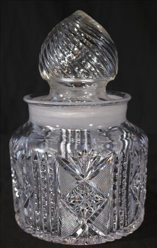 Rare brilliant cut glass cookie jar, 10 in. T.: Rare brilliant cut glass cookie jar, 10 in. T.