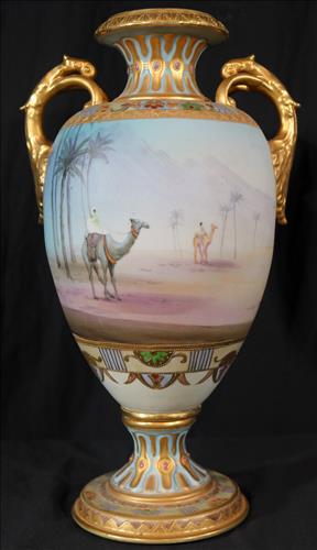 Large Nippon vase, ca. early 1900's: Large Nippon vase, ca. early 1900's, featured on Antique Road Show, 16 in. T, 9 in. W.