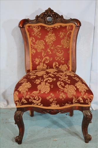 Solid mahogany carved side parlor chair (1 of 3)