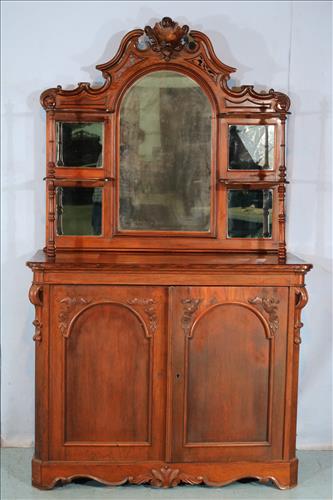 Rosewood Victorian parlor cabinet with etagere top (1 of 6)