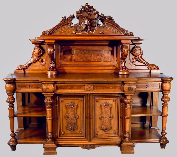 Signed G. Herter Victorian sideboard with carved lions (1 of 9)