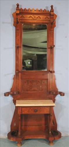 Eastlake walnut Victorian hall tree (1 of 5)