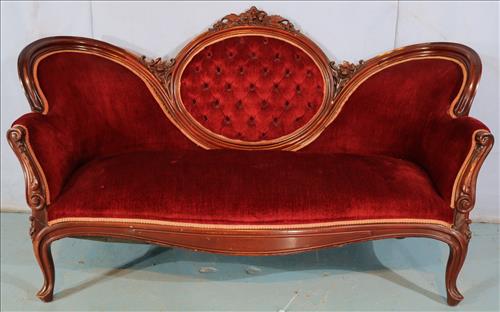 Mahogany repro. medallion back parlor sofa (1 of 3)