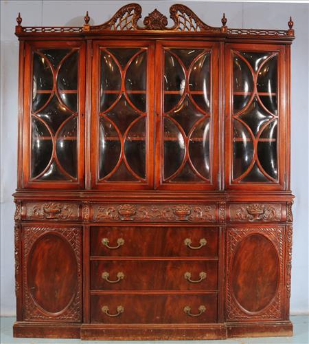 Mahogany Chippendale bubble glass breakfront (1 of 4)
