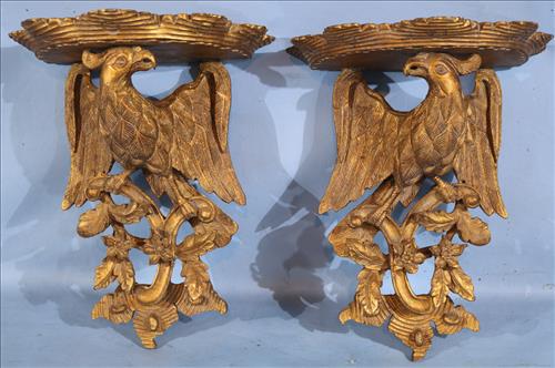 Pair of gold composition eagle wall sconces (1 of 3)