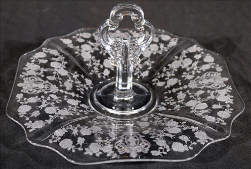 Etched Fostoria crystal sandwich tray, 7  x 11 (1 of 2)