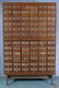 Old oak card file cabinet with 72 drawers