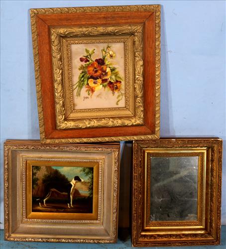 3 pieces, 1 mirror, 2 oil on canvas (1 of 2)