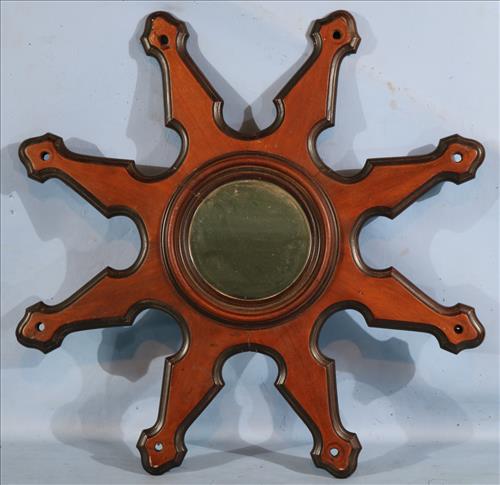 Walnut Victorian hanging mirror, 30 in. Dia. (1 of 2)